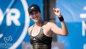 Muguruza celebra su victoria en Chicago.