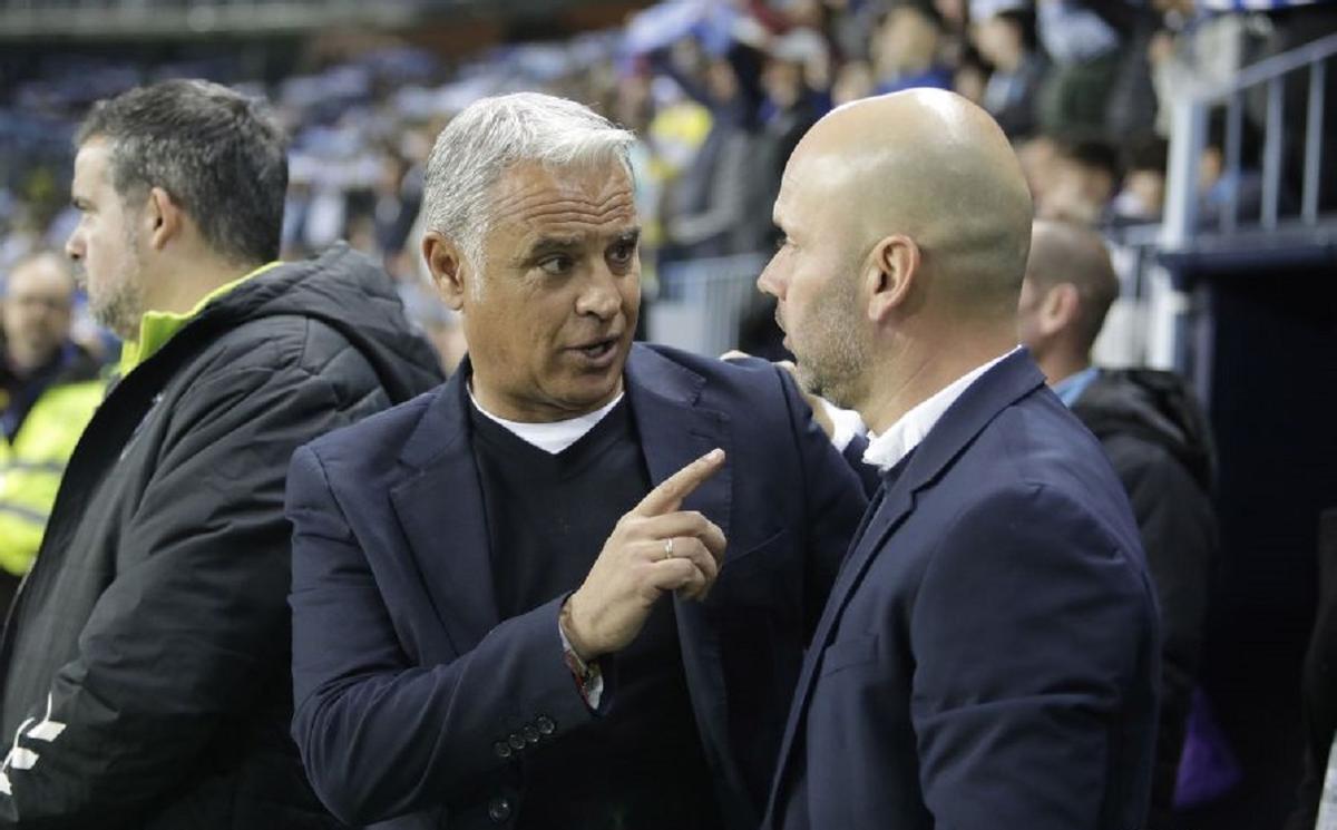 Sergio Pellicer y José Alberto López, en el Málaga CF-Racing de Santander de la pasada temporada.