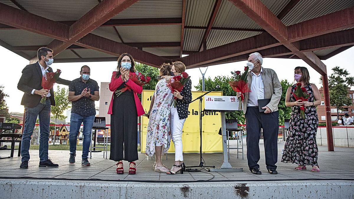 Un dels moments de la celebració dels noranta anys d’ERC a la plaça del Doctor Vers de Callús | OSCAR BAYONA