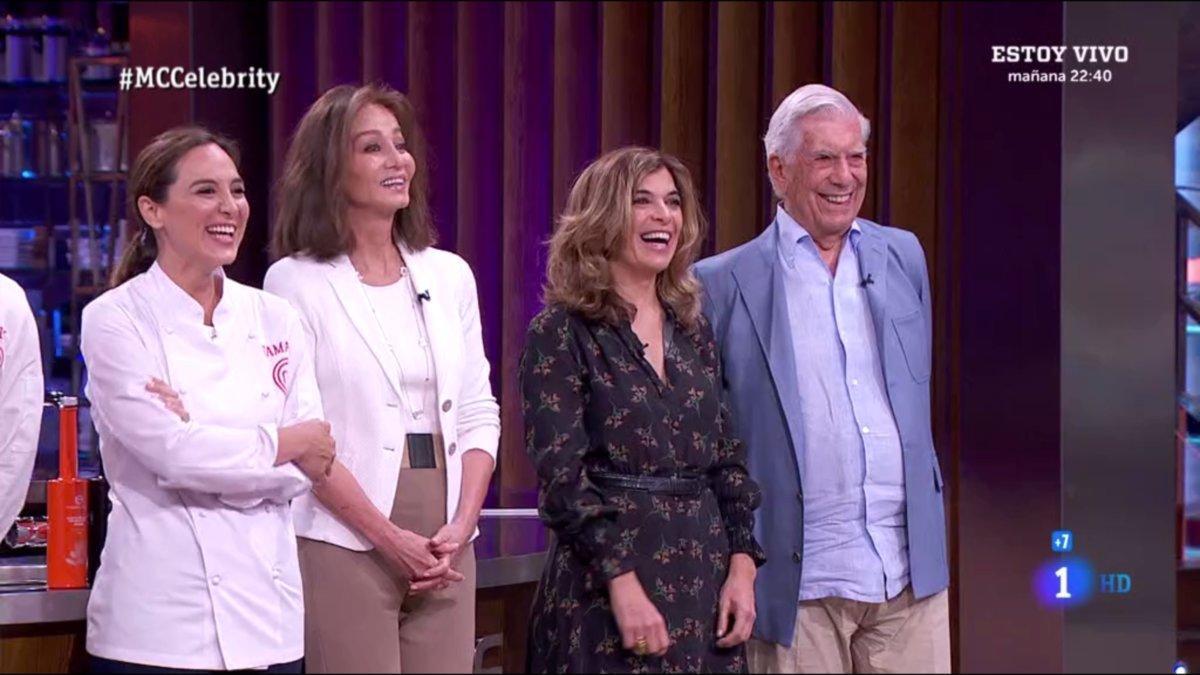 Tamara Falcó, Isabel Preysler, su tía Cristina y Mario Vargas Llosa en 'Masterchef Celebrity'