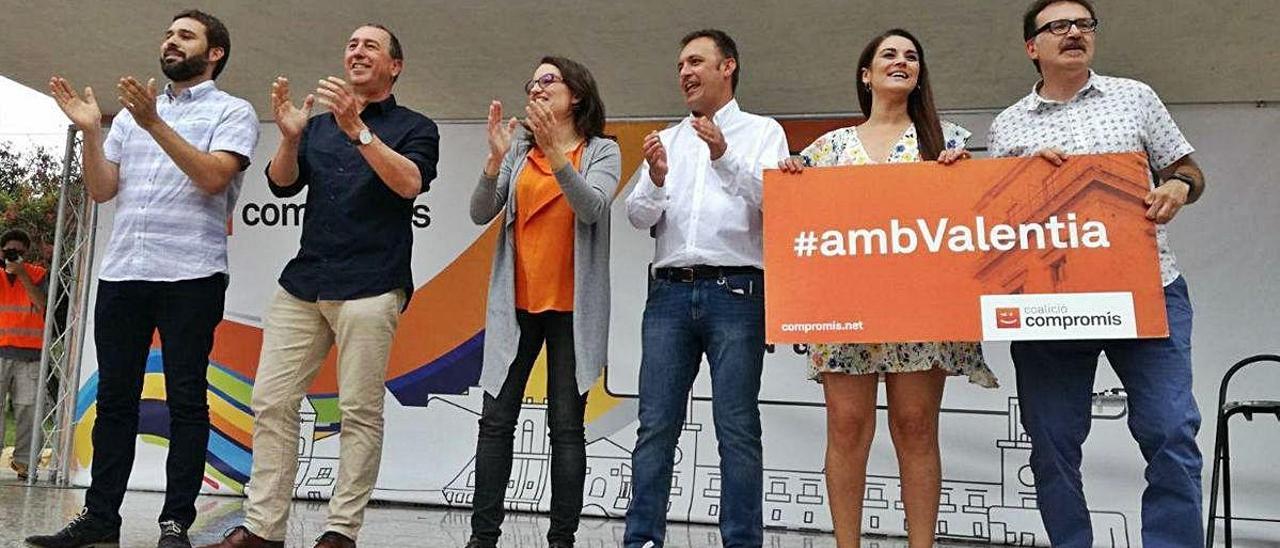 Gerard Fullana, Baldoví, Oltra, Bellido, Mollà y Grezzi, durante un acto celebrado en Alicante.