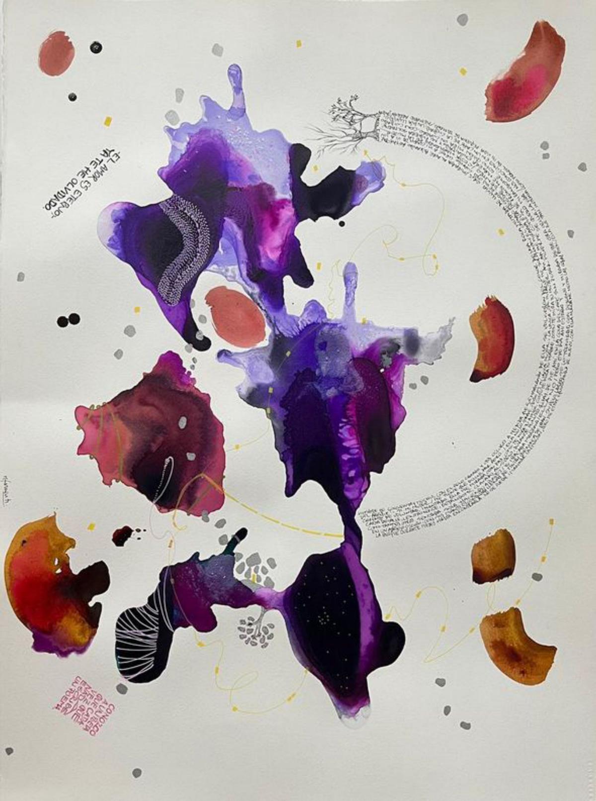 Nuria Formentí, en su estudio. A la derecha, dos de las obras que expone en la galería Arancha Osoro de Oviedo. | Irma Collín