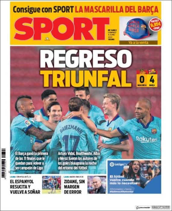 Portada SPORT domingo 14 junio 2020