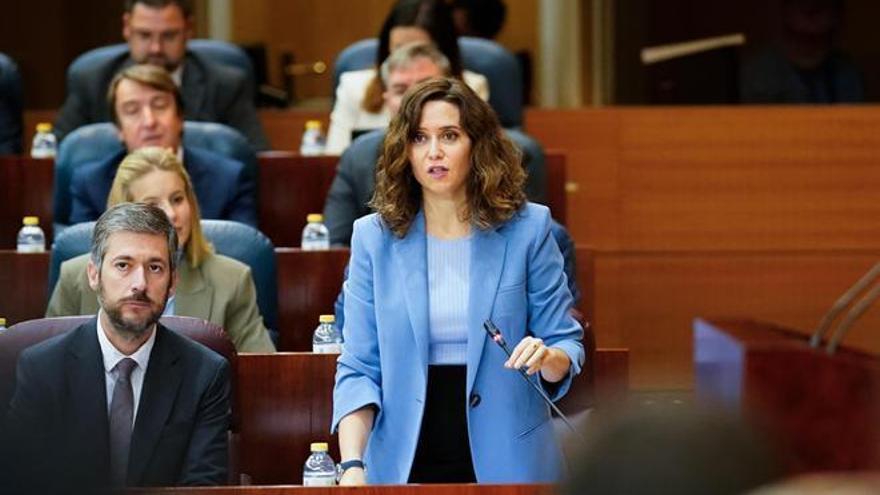 Isabel Ayuso durante la Asamblea de Madrid.