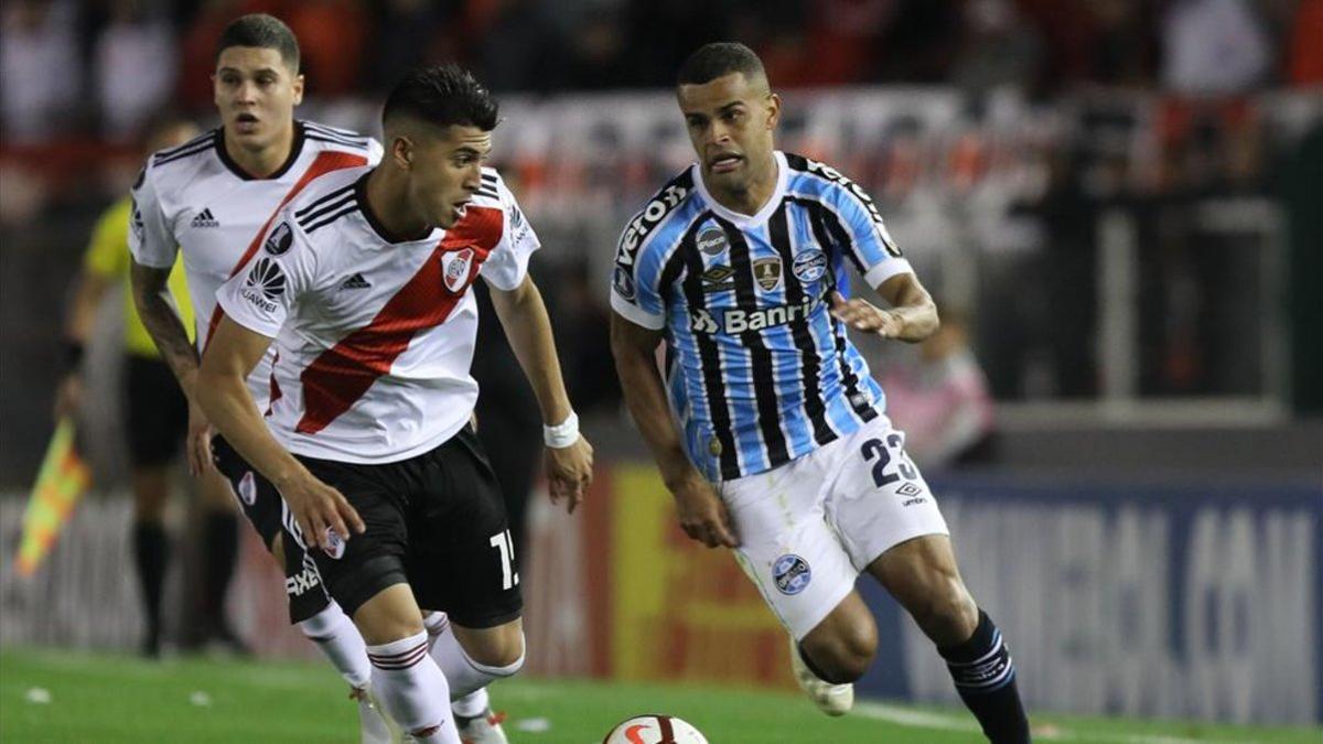 Palacios disputó con River la ida de la semifinal de la Libertadores ante Gremio