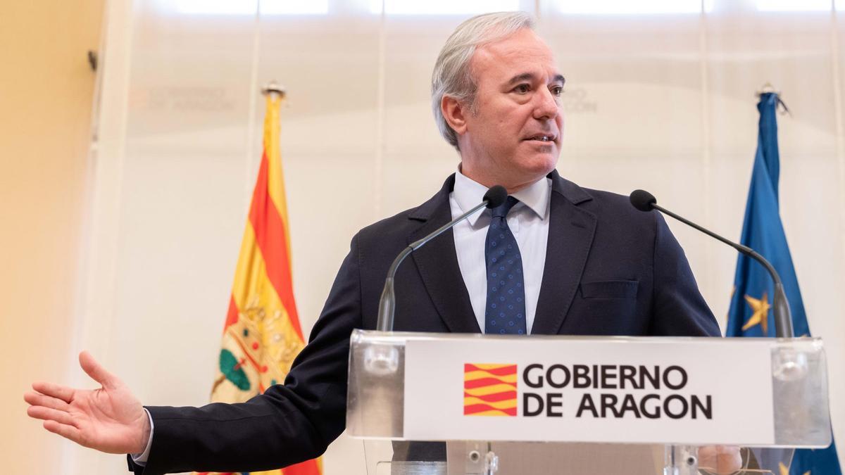 El presidente de Aragón, Jorge Azcón, este miércoles.