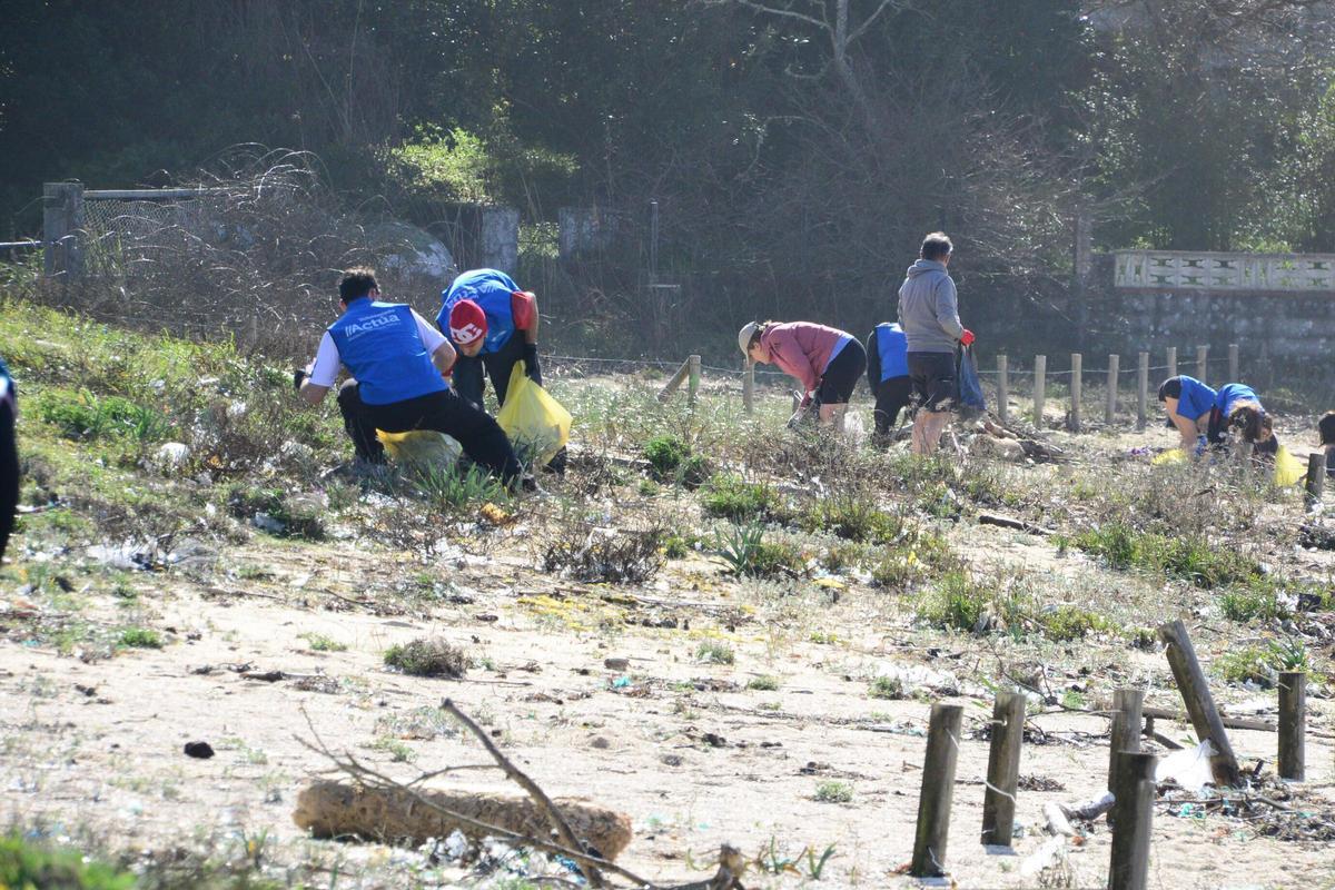 La limpieza de la playa de Area de Bon, en Bueu, en imágenes (I)
