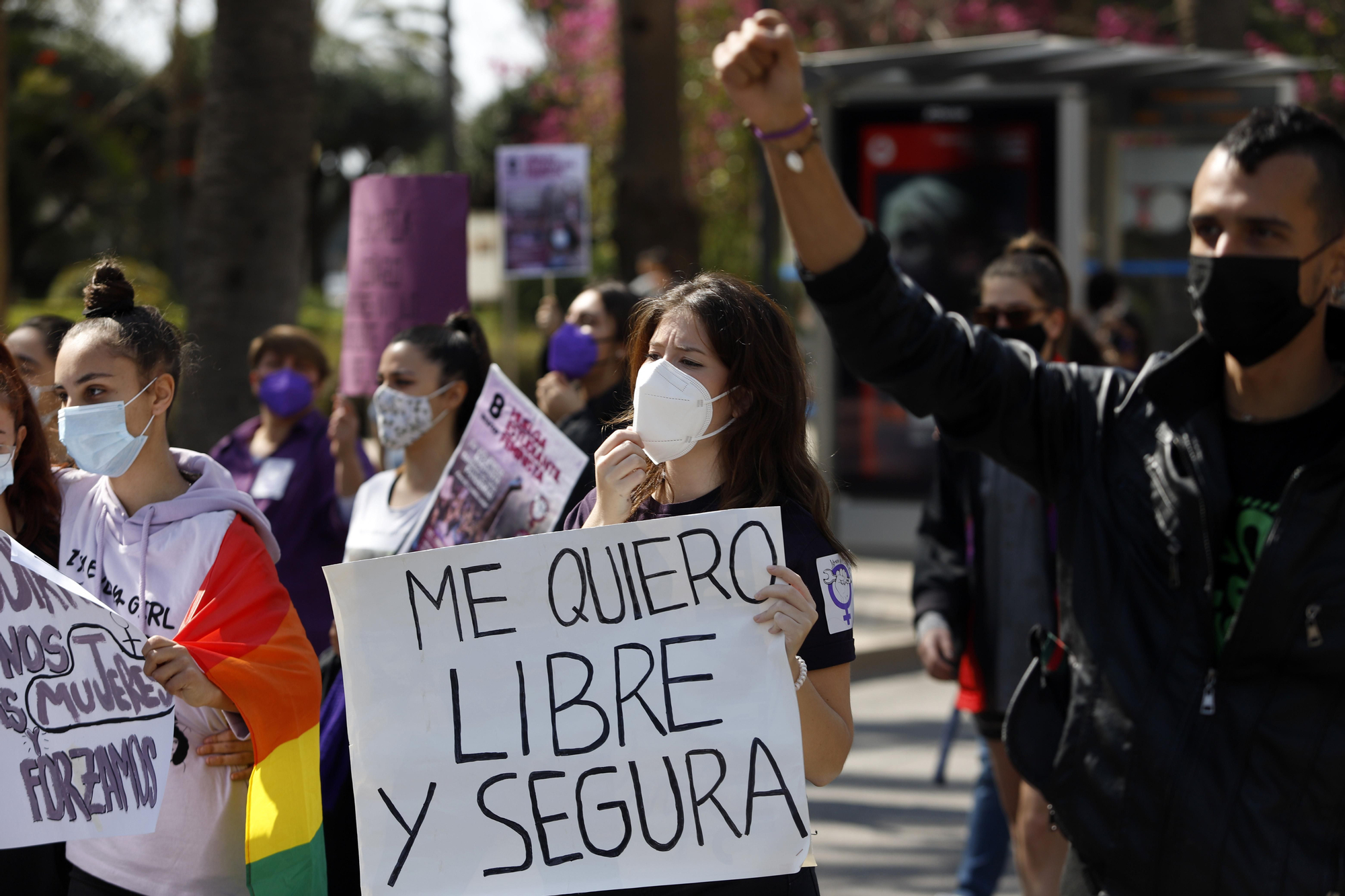 Manifestación por el 8M en las calles del Centro de Málaga