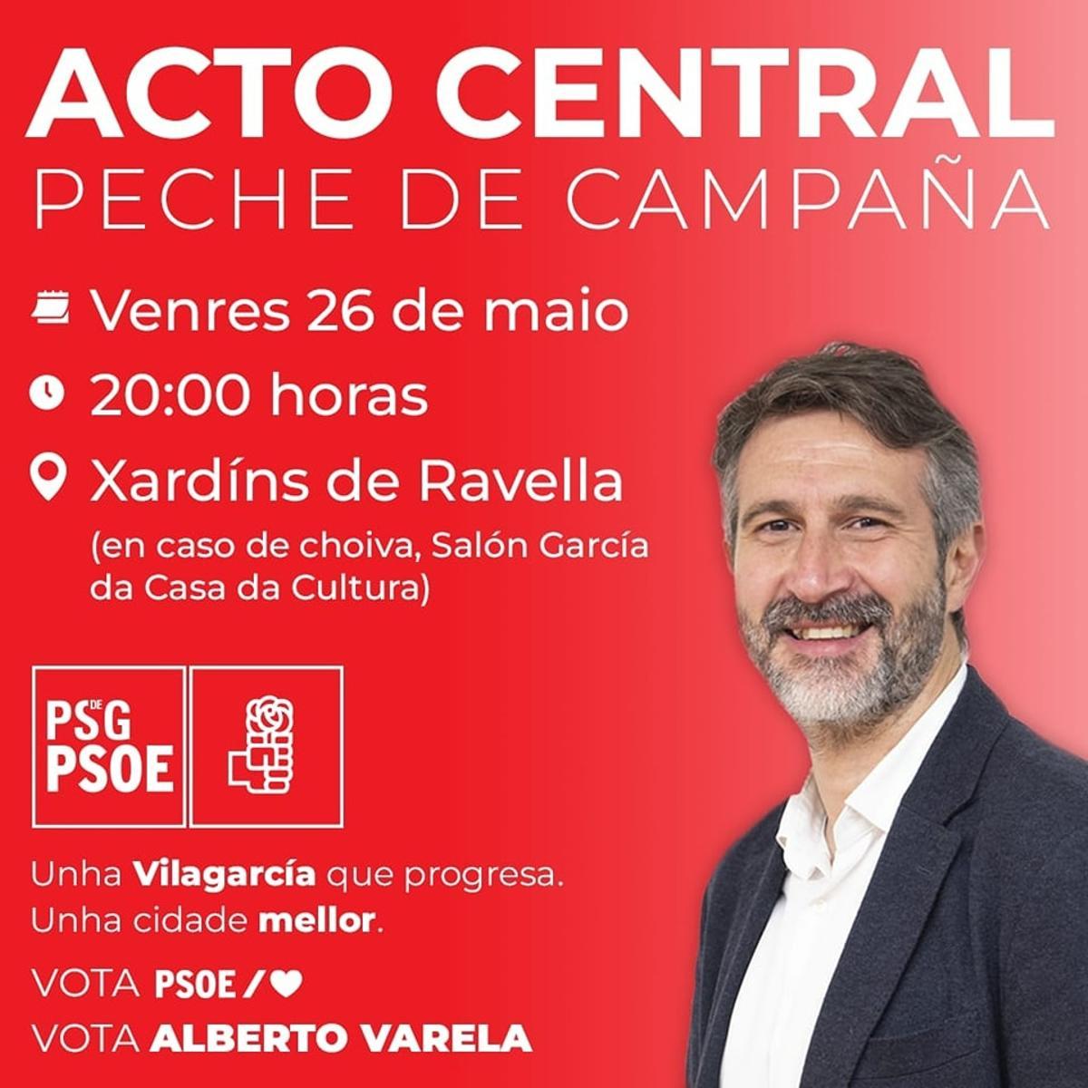 El cartel de cierre de campaña de los socialistas.