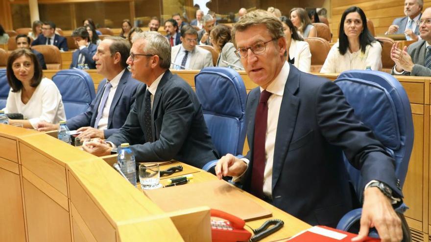 Alberto Núñez Feijóo en el Parlamento esta mañana