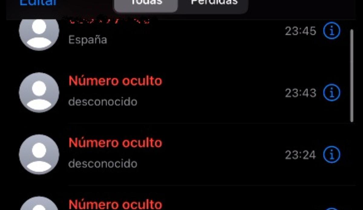 Llamadas con número oculto que realizaban las acosadoras a la menor.