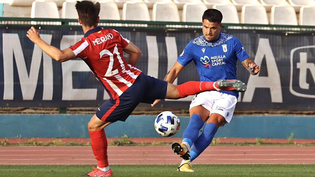 Fran García, durante un partido con la UD Melilla ante el Atlético de Madrid B. | PRENSA UD MELILLA