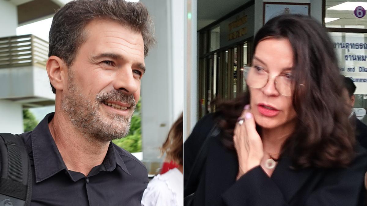 Rodolfo Sancho y Silvia Bronchalo, a la salida del Tribunal Provincial de Samui, que ha fijado una nueva vista para el caso de Daniel Sancho el 12 de diciembre