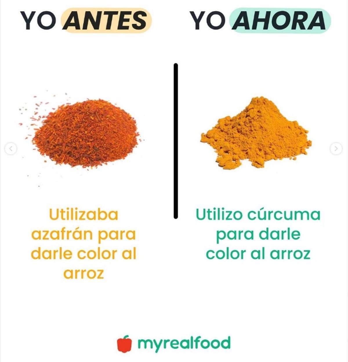 Sustituir el azafrán por el cúrcuma ayuda a darle color al arroz.