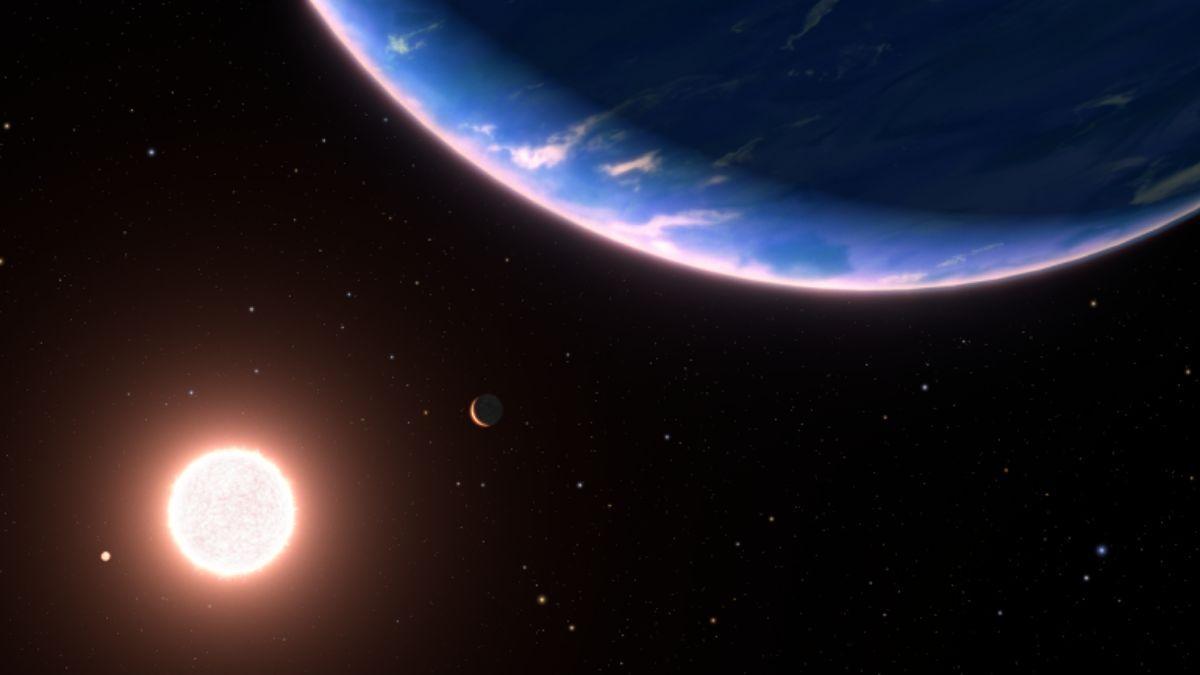 Recreación artística del exoplaneta GJ 9827d: hasta el momento, es el planeta extrasolar más pequeño donde se ha detectado vapor de agua en su atmósfera.