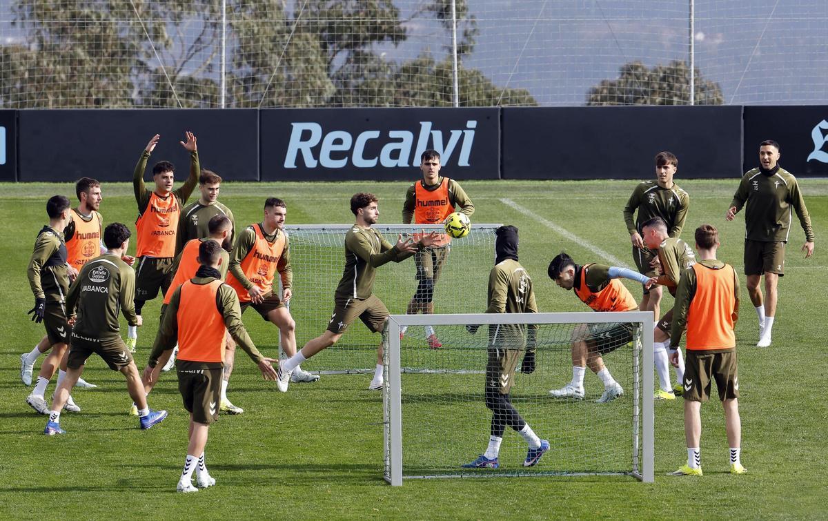 Entrenamiento del Celta este sábado en Afouteza.