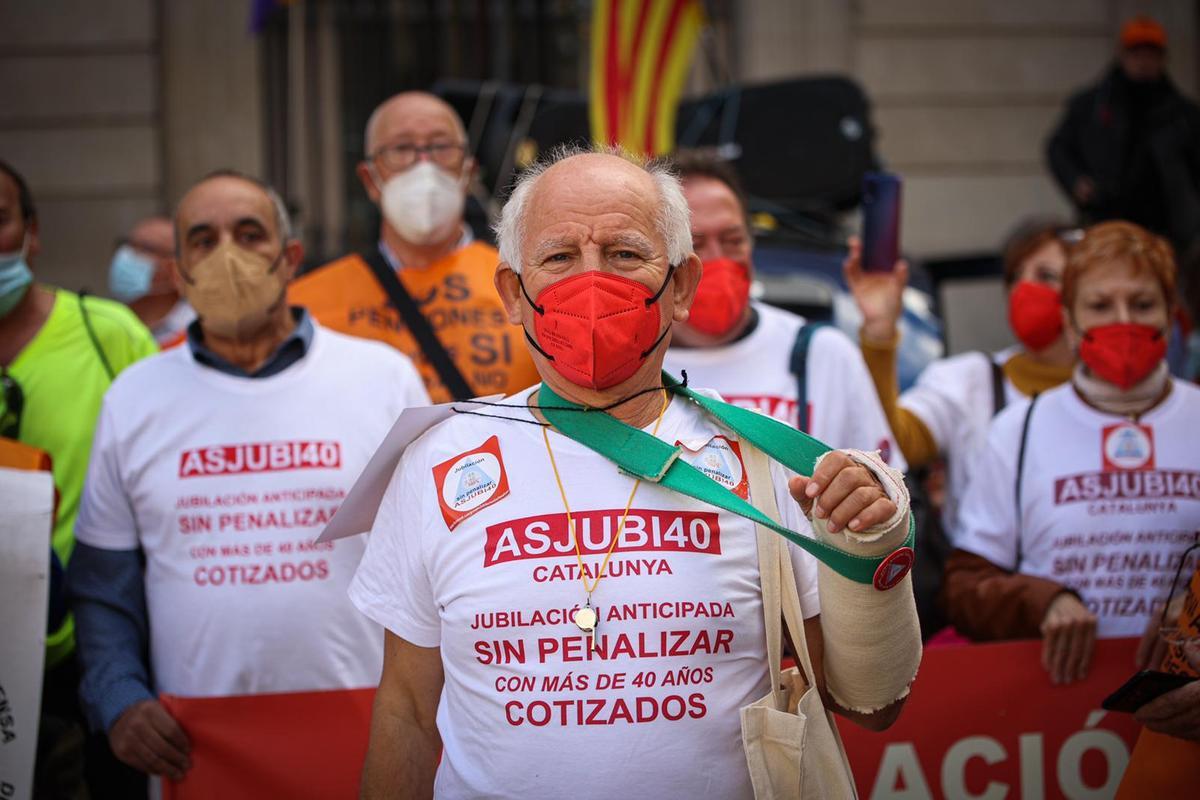 Uno de los asistentes a la marcha de Barcelona.