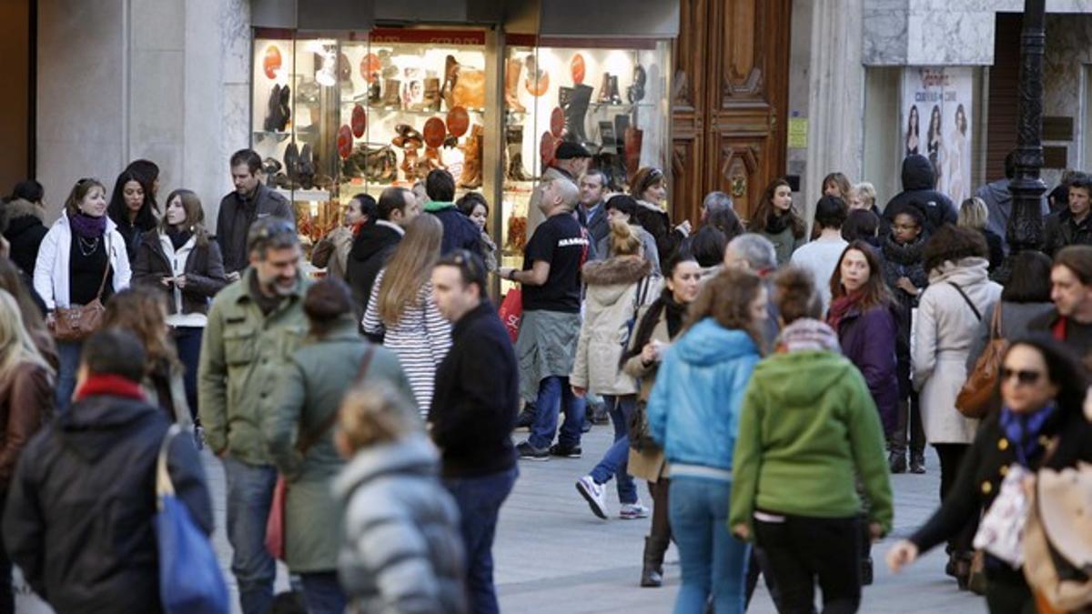 La zona comercial de Portal de L'Angel, en Barcelona.