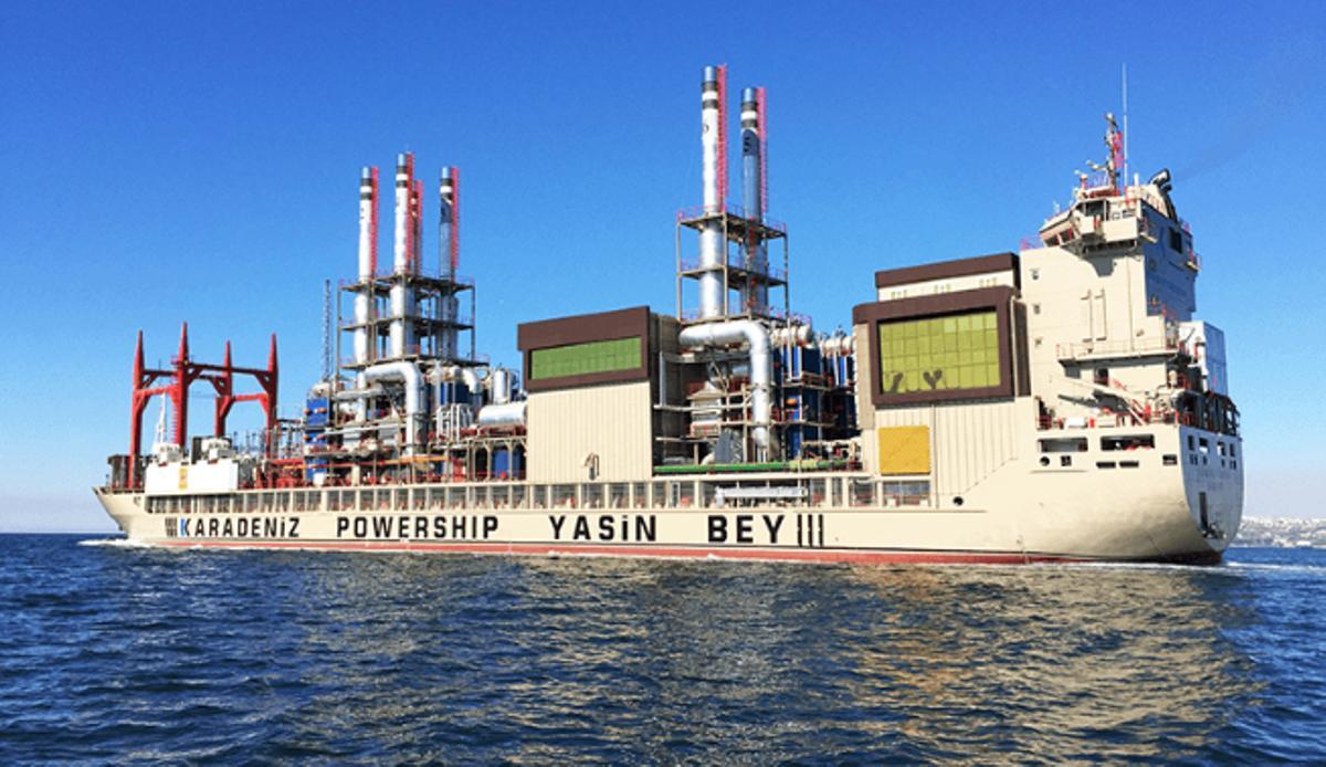 El ‘Yasin Bey’, capaz de aportar 125 megavatios de potencia, es uno de los barcos de la empresa turca Karpowership.