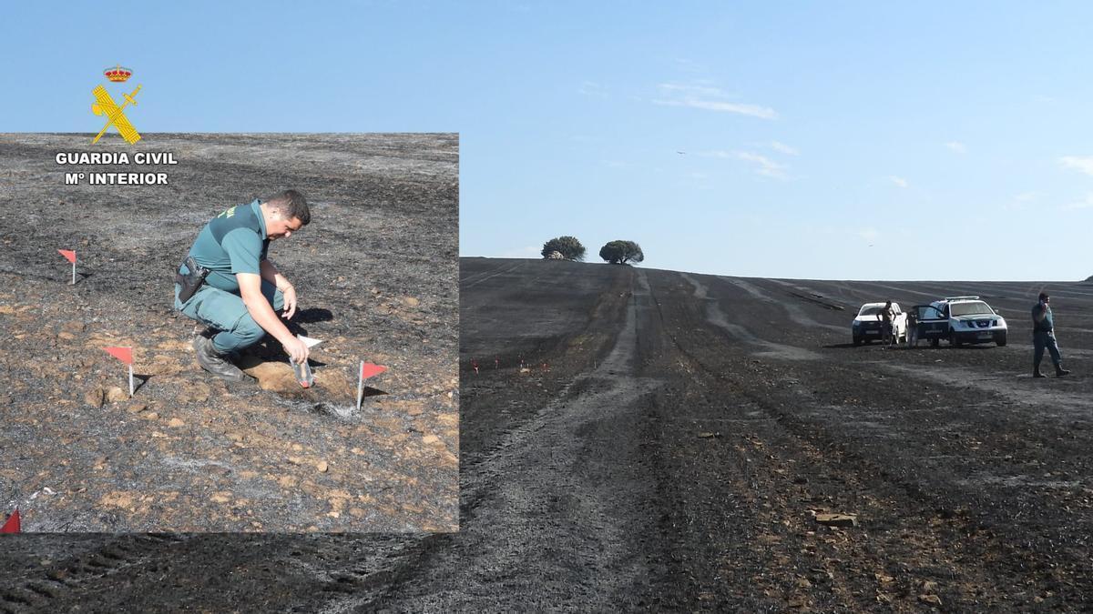 La Guardia Civil investiga la zona del incendio