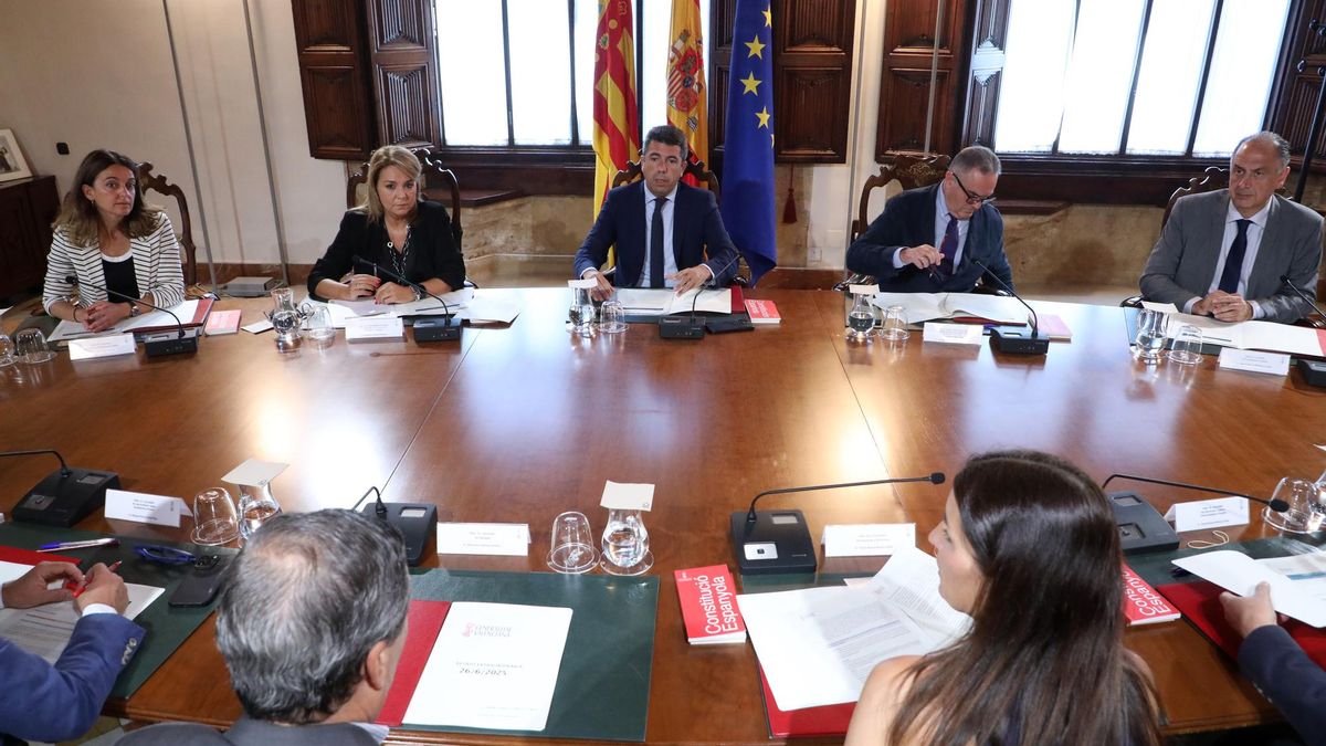 Carlos Mazón preside el pleno del Consell extraordinario celebrado este jueves en el Palau de la Generalitat