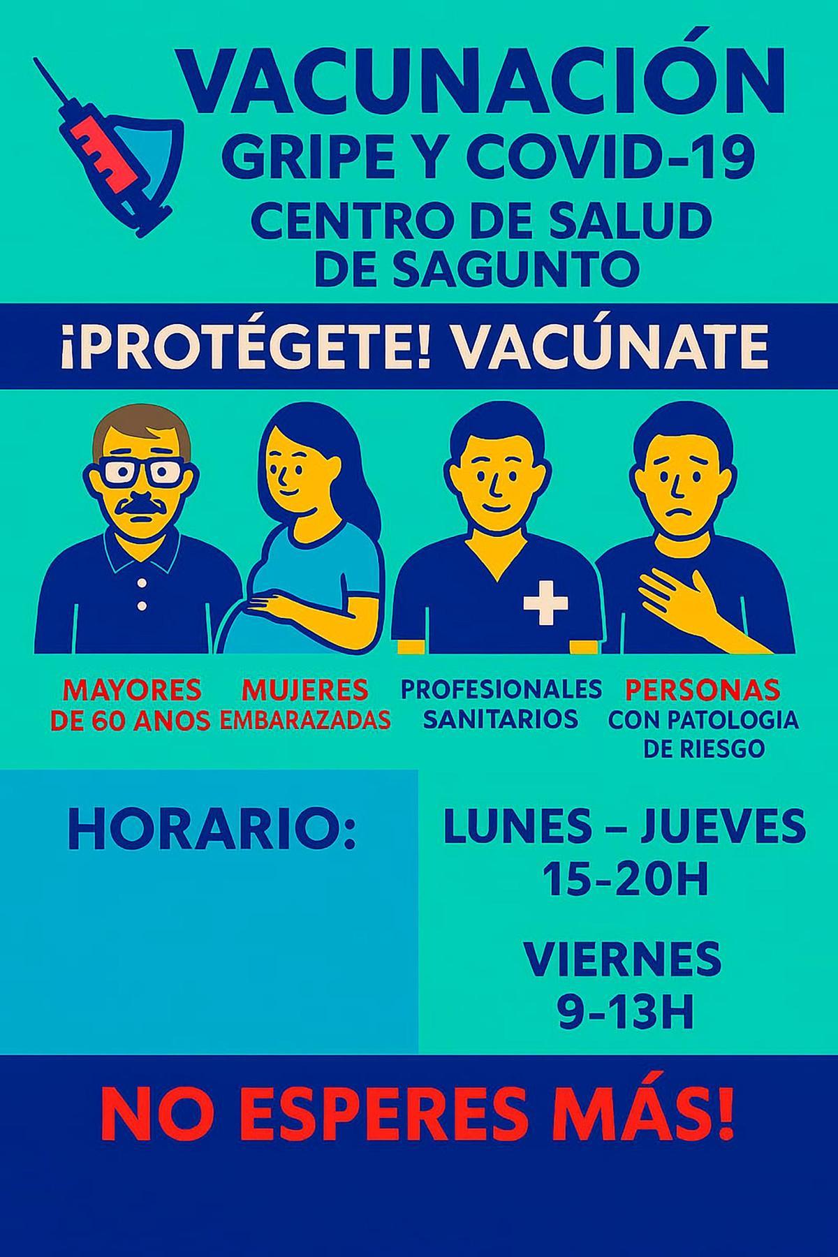 Cartel de vacunación contra la gripe.