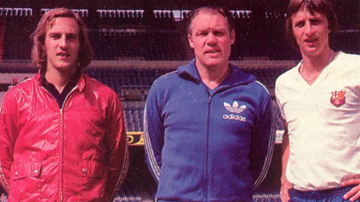 Neeskens, junto a Michels y Cruyff