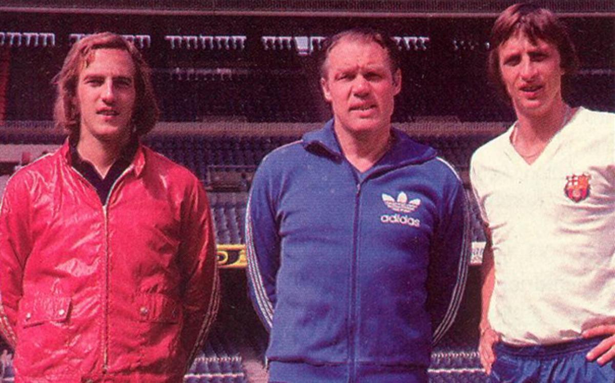 Neeskens, junto a Michels y Cruyff