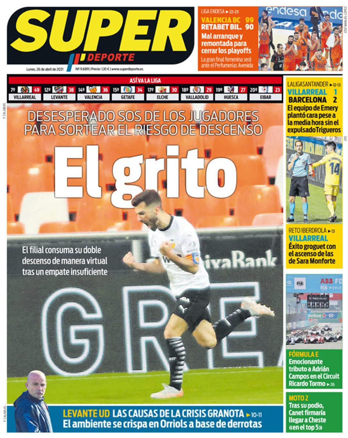 La portada de SUPER de este lunes