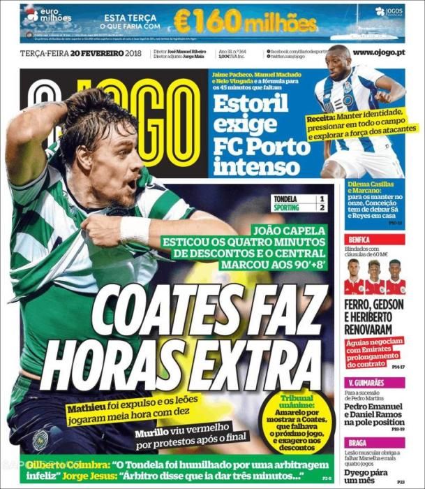 Portadas deportivas del martes 20 de febrero