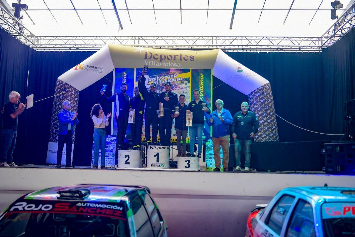 El podio del segundo RallyCrono de Villaviciosa, el pasado domingo.