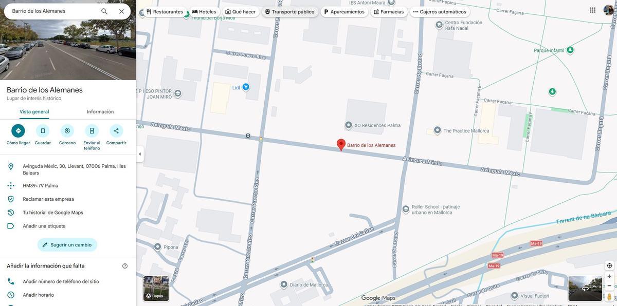 El barrio de Nou Llevant, tradicionalmente obrero y conocido como Polígono de Levante, ha aparecido recientemente en Google Maps con la etiqueta “Barrio de los Alemanes”