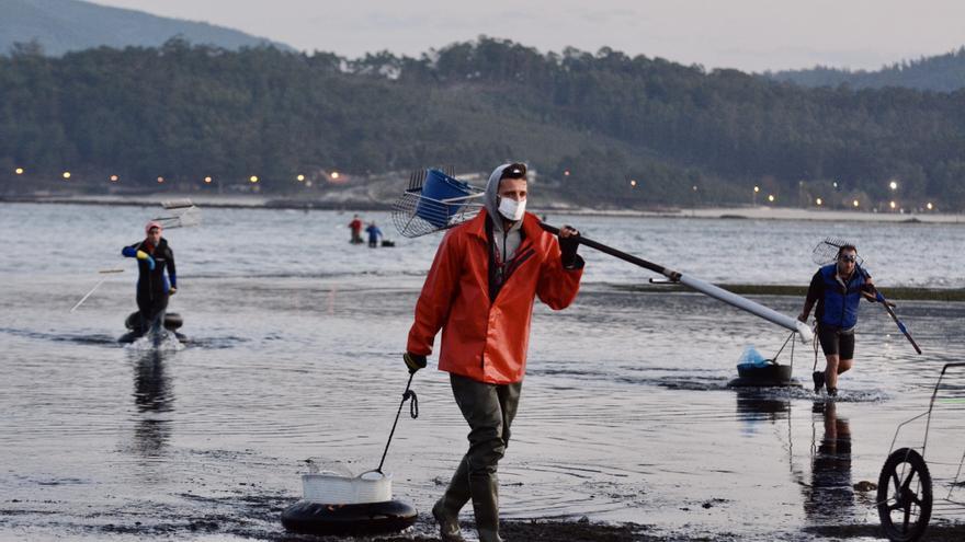 El marisqueo a pie resiste en su vuelta a la ría tras el cerrojazo de la hostelería