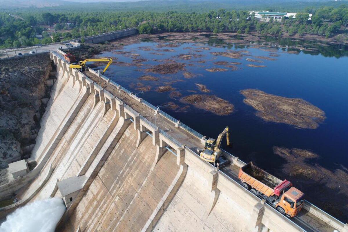 Embalse de Santomera en su último desagüe provocado por las intensas lluvias de 2019