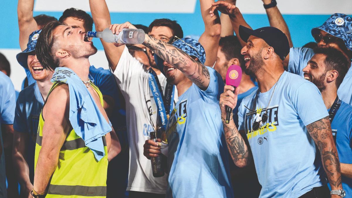 Jack Grealish en la celebración del triplete del Manchester City