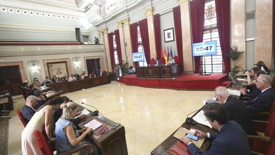 Un momento del Pleno Extraordinario celebrado este lunes en el Ayuntamiento de Murcia