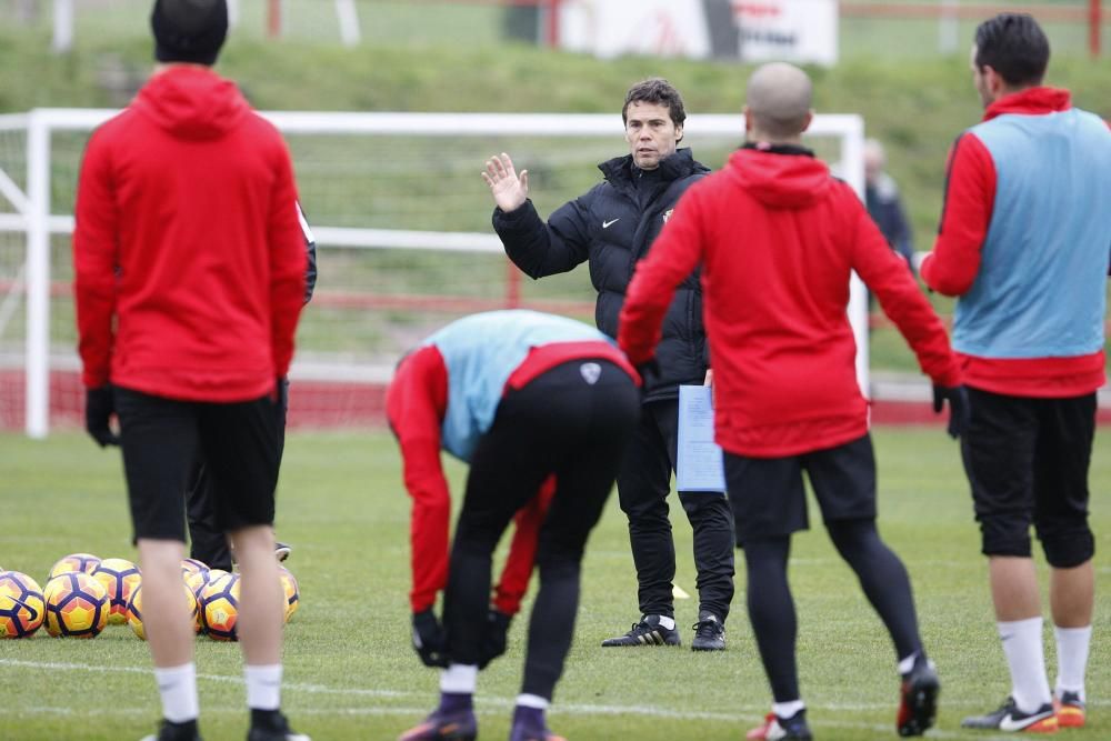 Rubi dirige su primer entrenamiento como técnico del Sporting