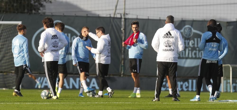 La primera sesión de entrenamiento de Óscar García al frente del Celta