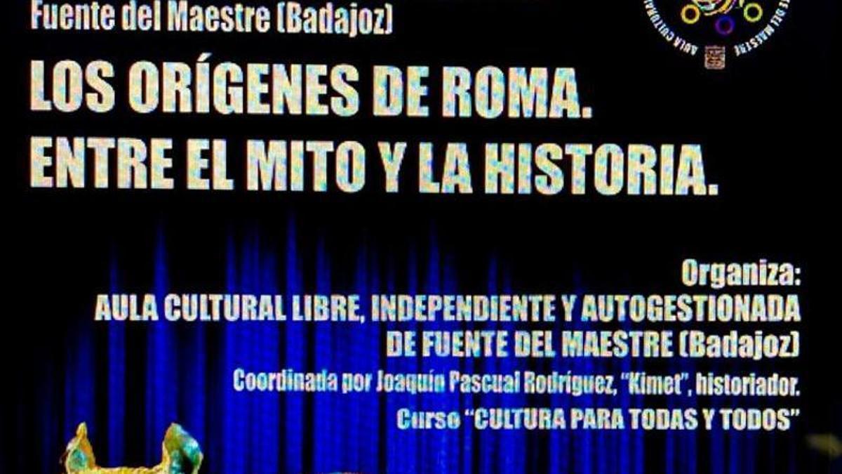 Cartel de la conferencia 'Los orígenes de Roma'.