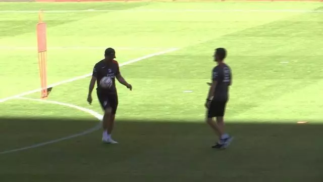 El entrenamiento del Atlético de Madrid antes de la final de Copa de mañana