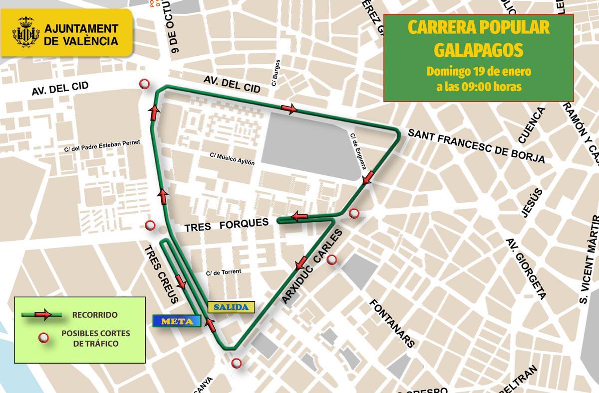 Recorrido de la Carrera Popular ‘Galápagos’ 3F.