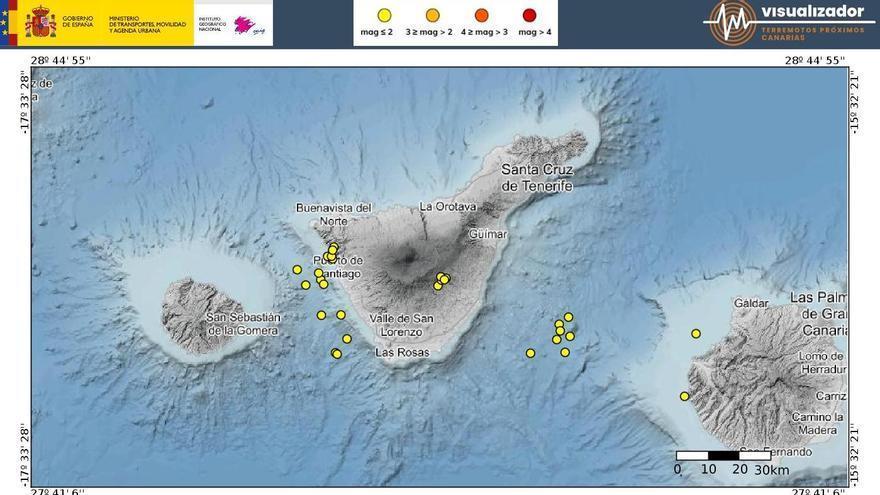 Terremotos ocurridos en los últimos tres días en Tenerife.