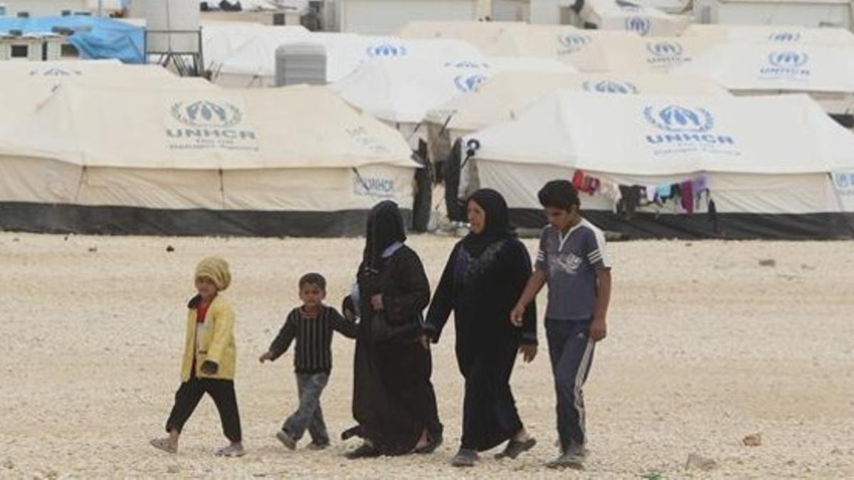 Refugiados sirios en el campo de Al Zatri,en Jordania, el pasado 25 de noviembre.