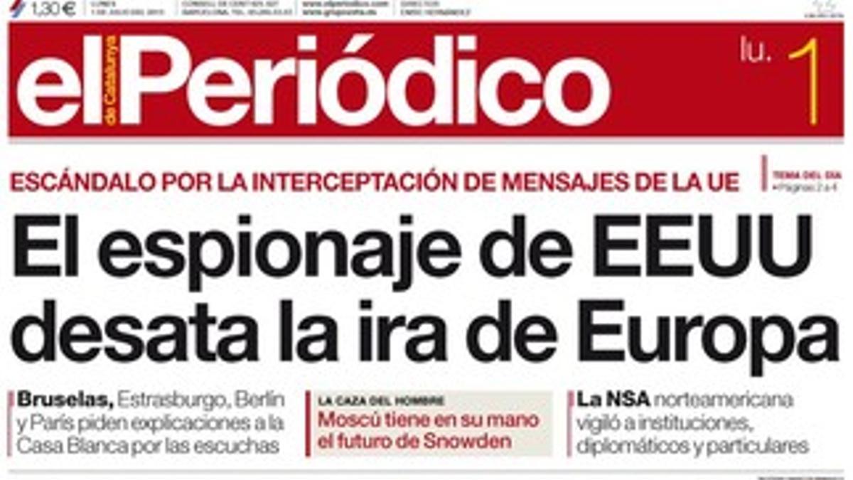 La portada de EL PERIÓDICO DE CATALUNYA (1-7-2013).