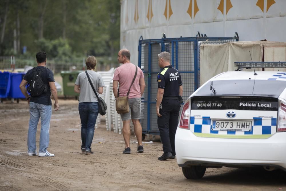 Inspecció ocular del Mossos d'Esquadra al recinte on es va fer el Correbous de Vidreres