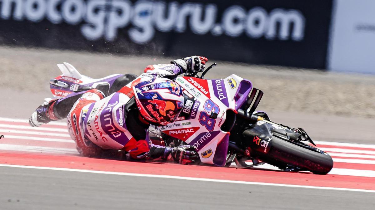 Jorge Martín (Ducati) ha sufrido, este fin de semana, dos caídas, la de hoy vital.
