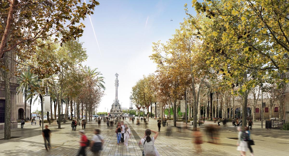 La Rambla i la Via Laietana perdran amb la reforma cinc dels seus sis carrils per a cotxes