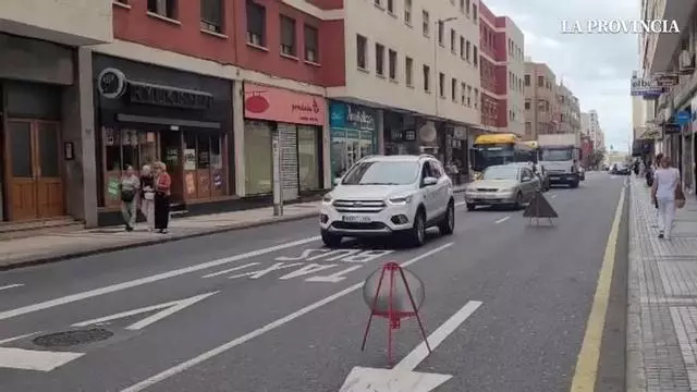 Desvíos en la calle Juan Manuel Durán por una obra, en Las Palmas de Gran Canaria