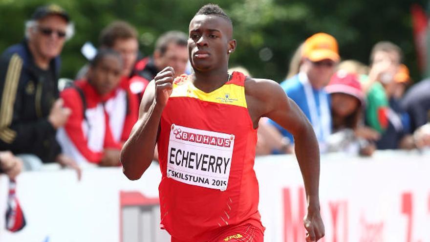 Darwin Echeverry, corriendo con los colores de la selección española en el Europeo júnior de Suecia.