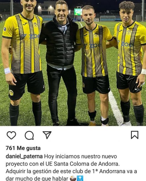 Publicación de Daniel Paterna en su cuenta Instagram que borró tras estallar el escándalo de Zoe